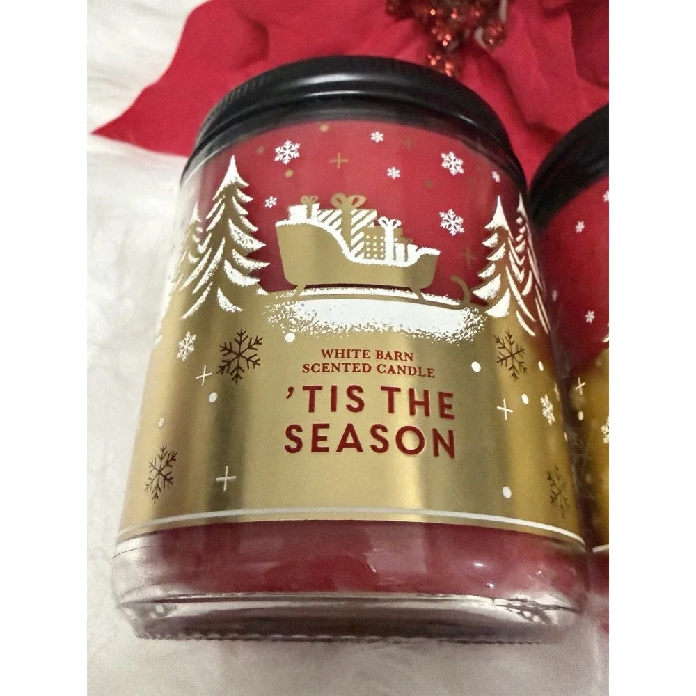 Bath & Body Works White Barn Tis The Season 7oz Scented Candle Set of 2 Holiday